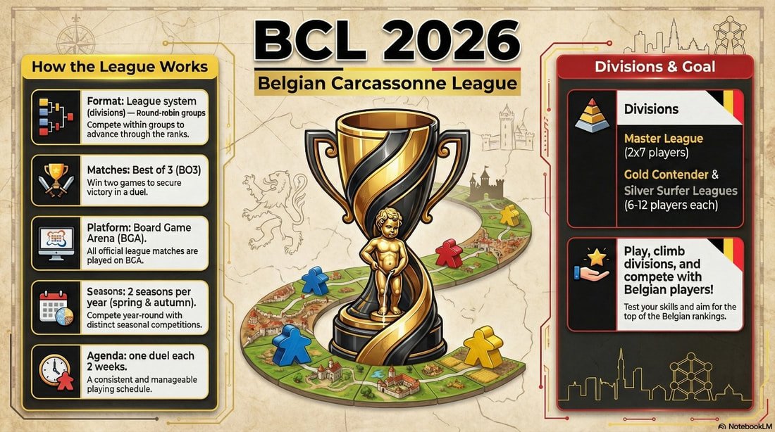 BCL 2026, Belgian Carcassonne League: how the league works